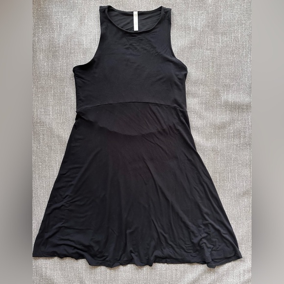 Athleta Soft Black Jersey Sleeveless Dress Mid Length size Large Tall - Picture 1 of 11